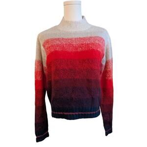 NWT American Eagle color block ombre stripe sweater red pink size small